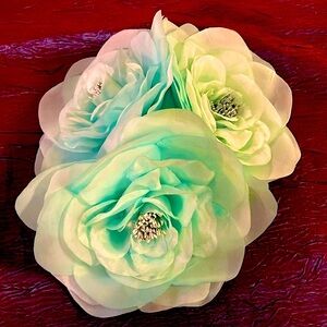 Elegant 6” Lt. Blue Organza Flowers Set 3 for $12